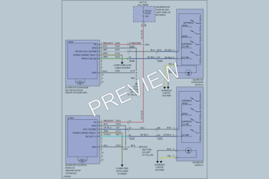 2011 Buick LaCrosse Power Top Sunroof wiring diagram preview