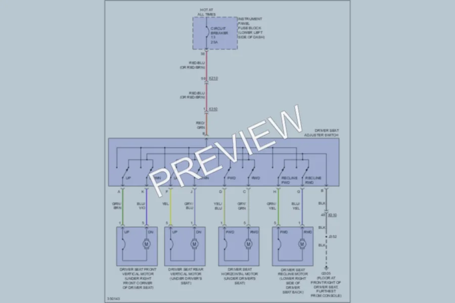 2011 Buick Regal Power Seats wiring diagram preview