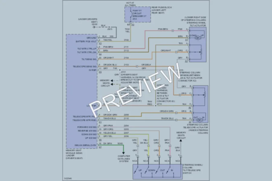 2011 Cadillac DTS Memory Systems wiring diagram preview
