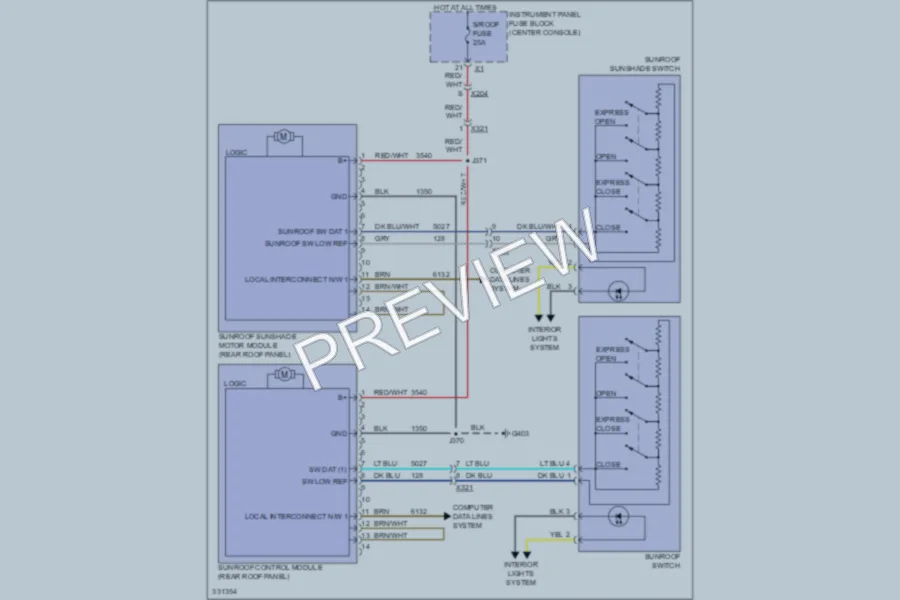 2011 Cadillac SRX Power Top Sunroof wiring diagram preview