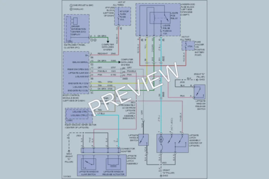 2011 Chevrolet Avalanche Trunk Tailgate Fuel Door wiring diagram preview