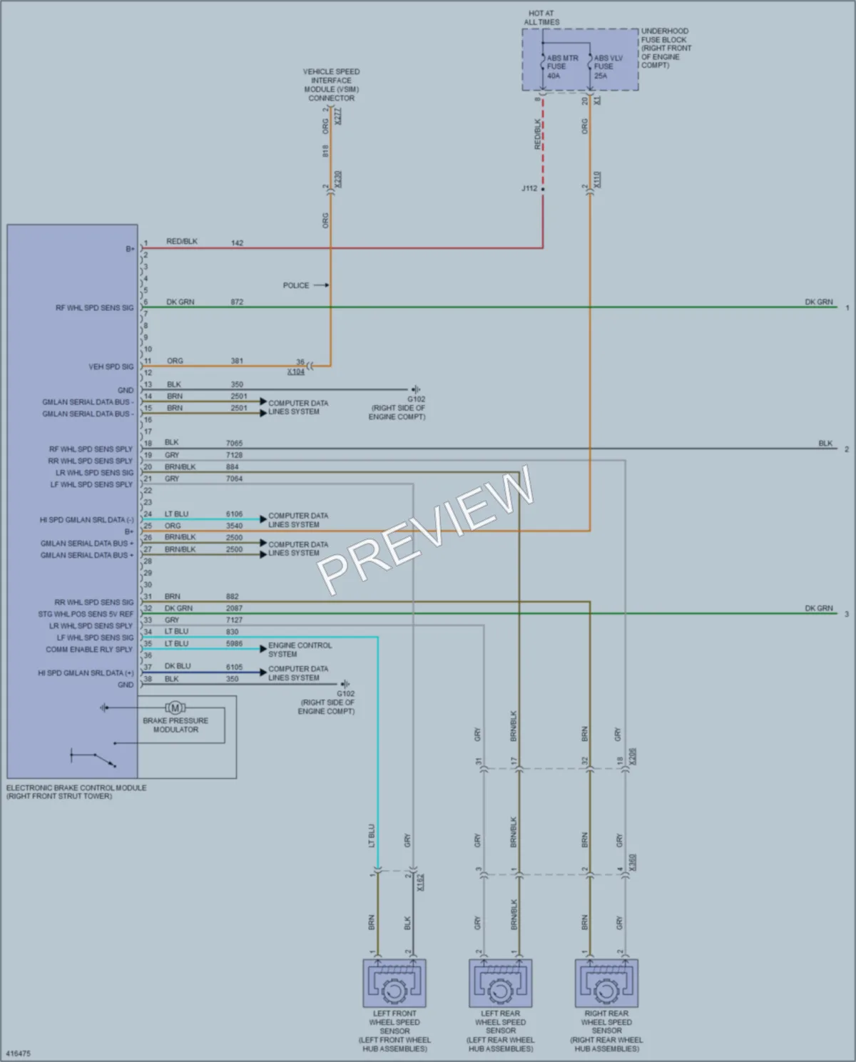2011 Chevrolet Caprice Anti Lock Brakes wiring diagram preview