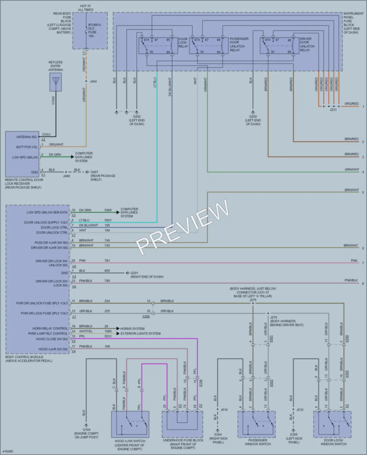 2011 Chevrolet Caprice Power Door Locks wiring diagram preview
