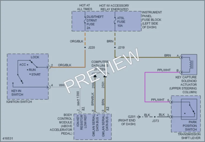 2011 Chevrolet Caprice Shift Interlock wiring diagram preview