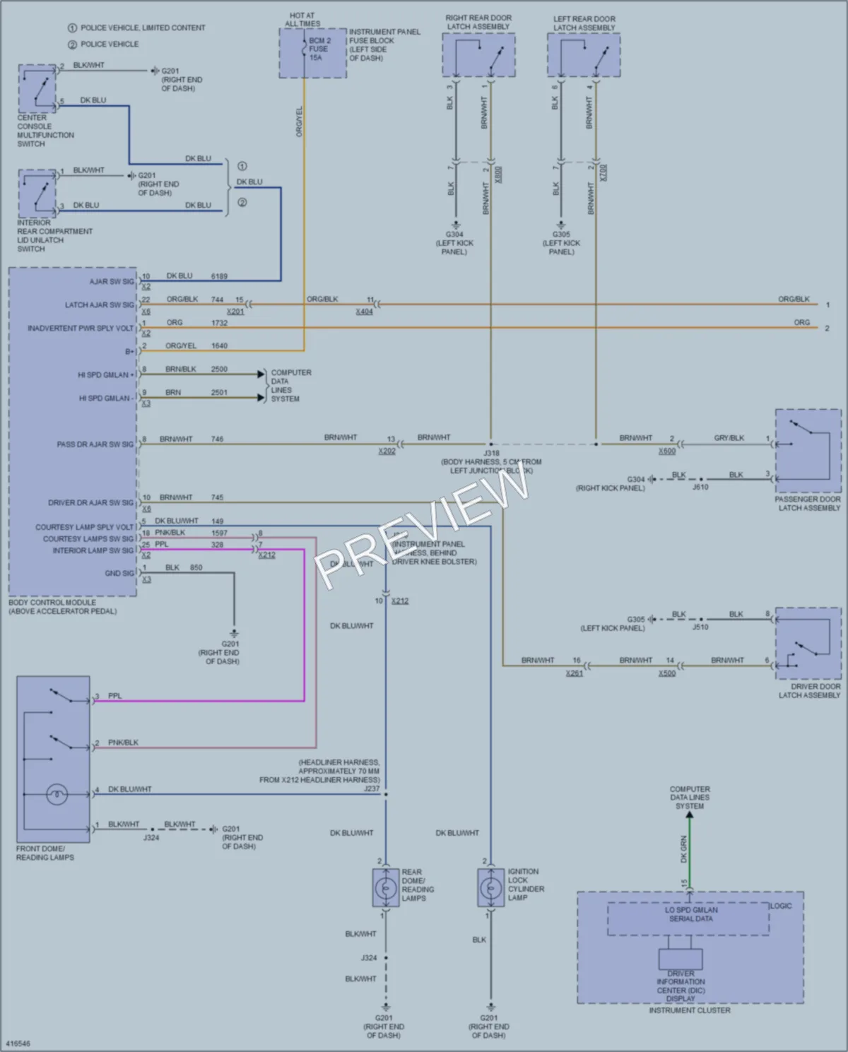 2011 Chevrolet CapricePPV Interior Lights wiring diagram preview