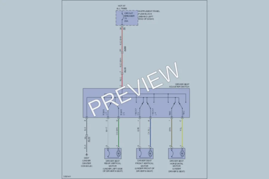 2011 Chevrolet Cruze Power Seats wiring diagram preview