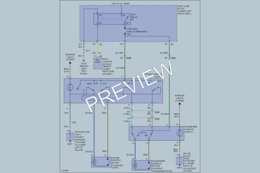 2011 Chevrolet H1500 Power Windows wiring diagram preview