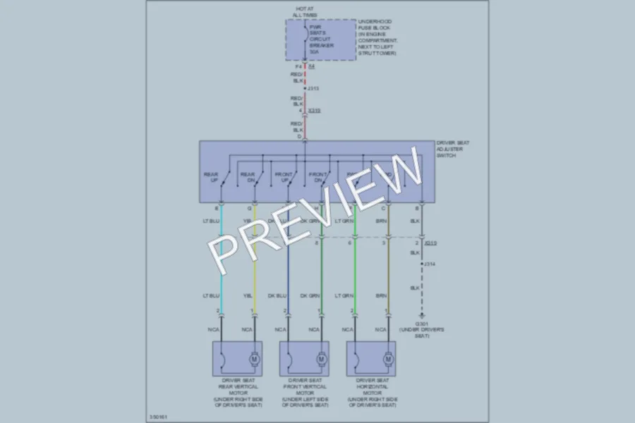 2011 Chevrolet HHR Power Seats wiring diagram preview