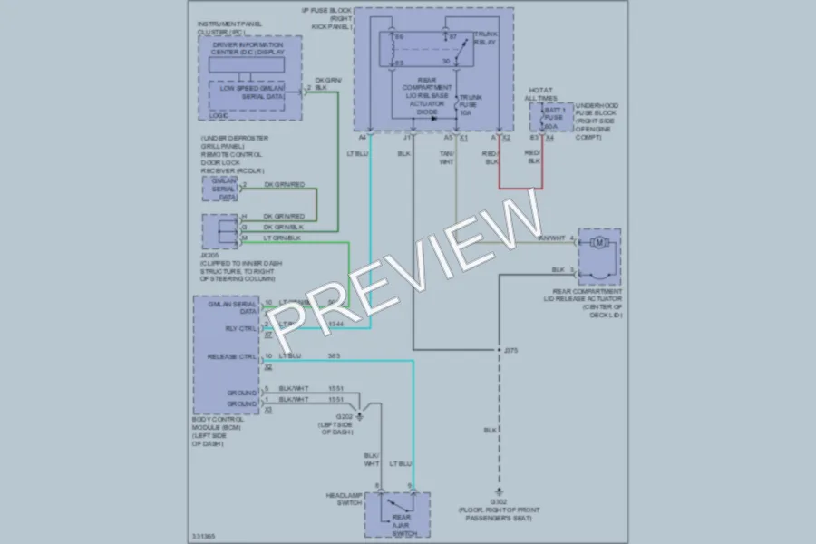 2011 Chevrolet Impala Trunk Tailgate Fuel Door wiring diagram preview