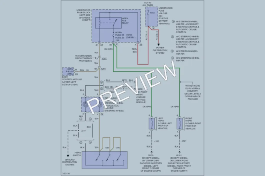 2011 Chevrolet 1500 Horn wiring diagram preview