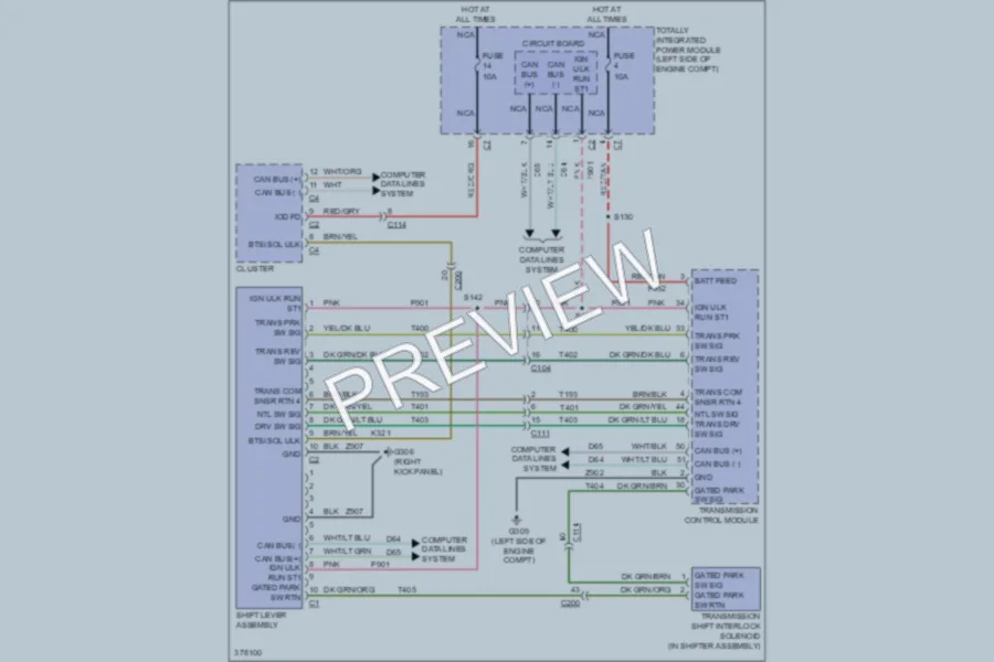 2011 Chrysler 200 Shift Interlock wiring diagram preview
