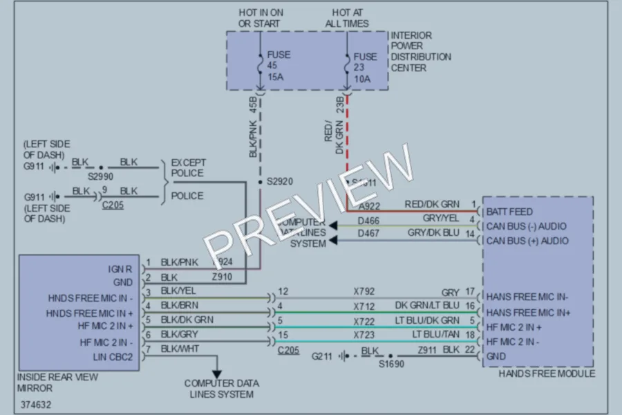 2011 Chrysler 300 Power Mirrors wiring diagram preview