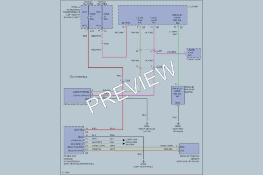 2011 Dodge Avenger Trunk Tailgate Fuel Door wiring diagram preview