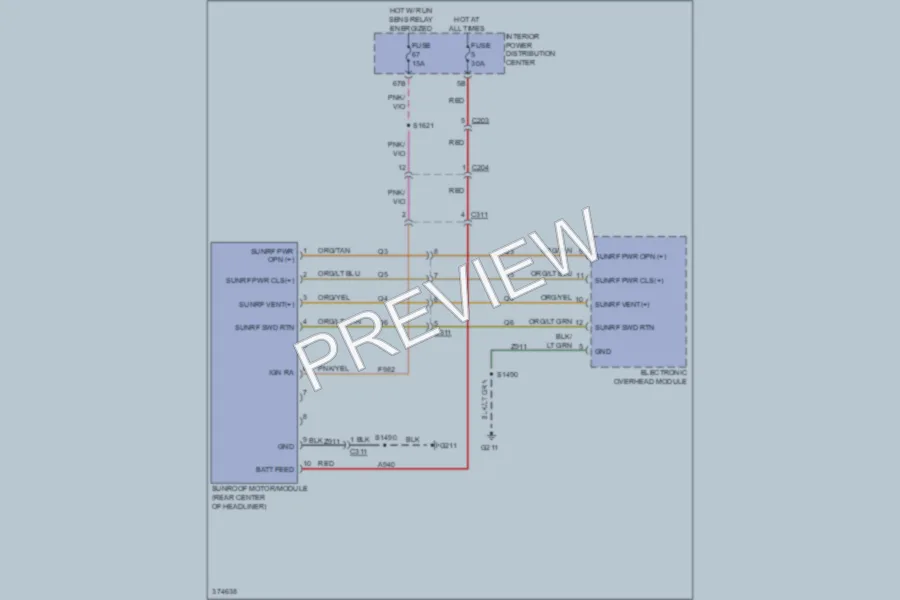 2011 Dodge Charger Power Top Sunroof wiring diagram preview