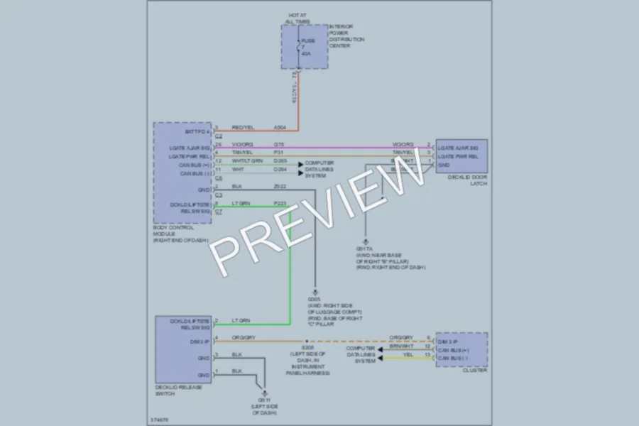 2011 Dodge Charger Trunk Tailgate Fuel Door wiring diagram preview