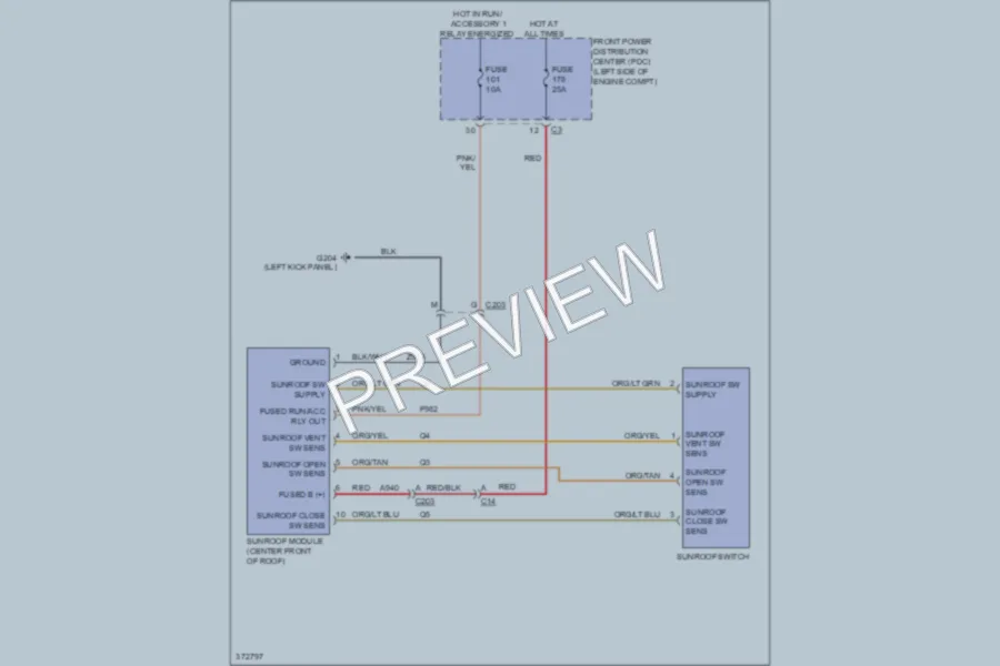 2011 Dodge Journey Power Top Sunroof wiring diagram preview