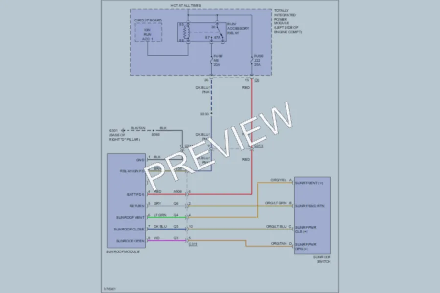 2011 Dodge Nitro Power Top Sunroof wiring diagram preview