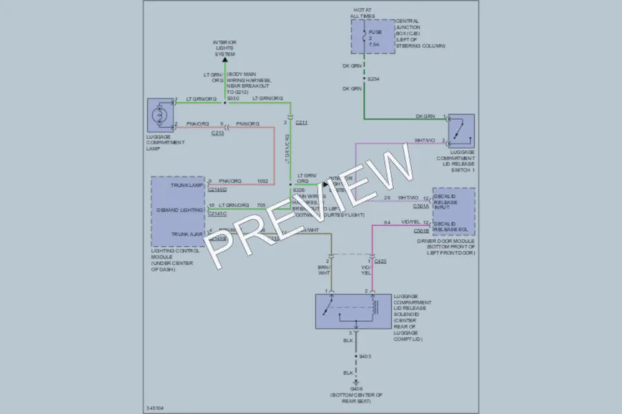 2011 Ford CrownVictoria Trunk Tailgate Fuel Door wiring diagram preview