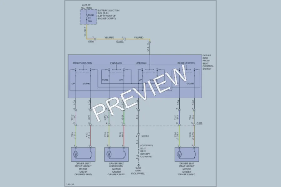 2011 Ford E350 Super Duty Power Seats wiring diagram preview