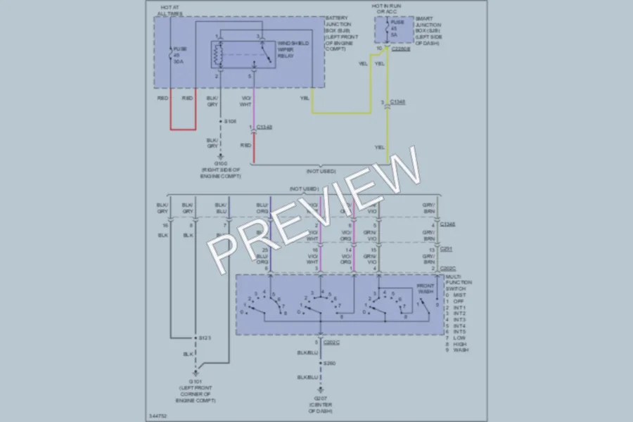 2011 Ford E350 Super Duty Wiper Washer wiring diagram preview