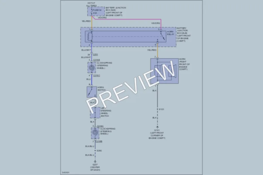 2011 Ford E350 Super Duty Horn wiring diagram preview