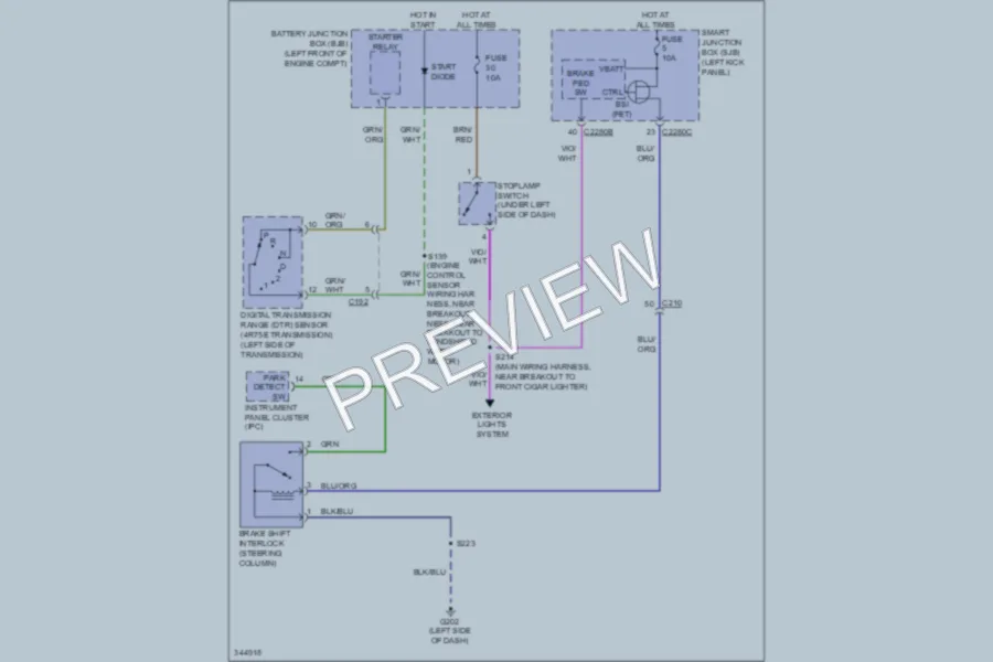 2011 Ford E150 Shift Interlock wiring diagram preview