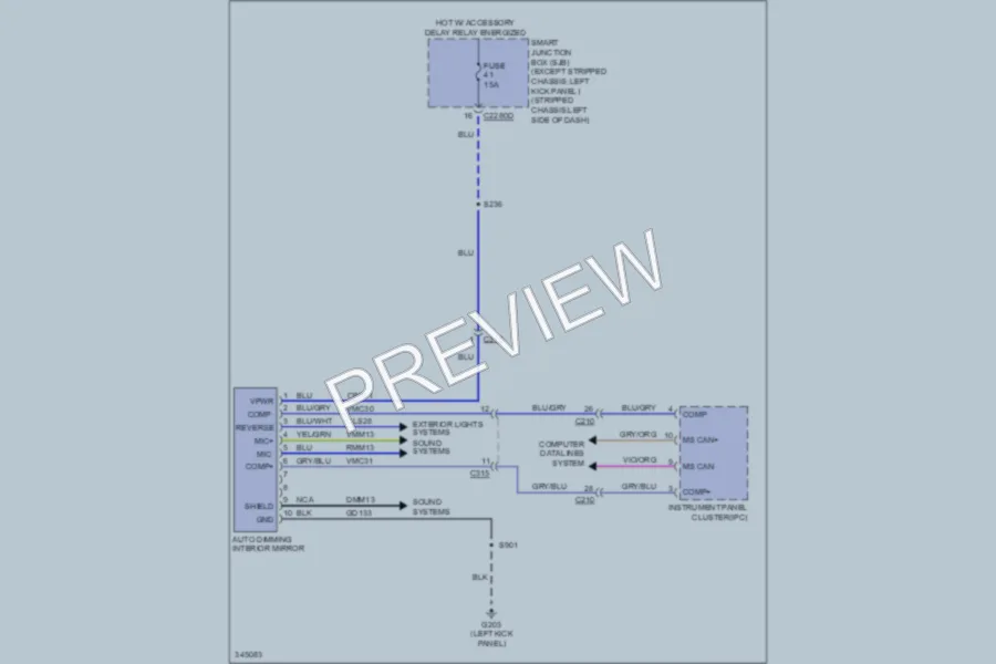 2011 Ford E350 Super Duty Power Mirrors wiring diagram preview
