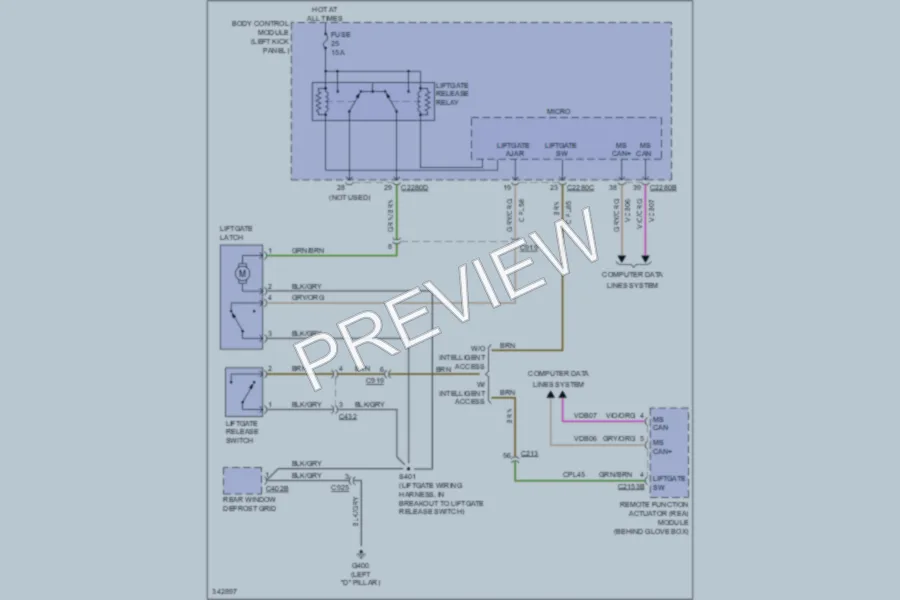 2011 Ford Edge Trunk Tailgate Fuel Door wiring diagram preview