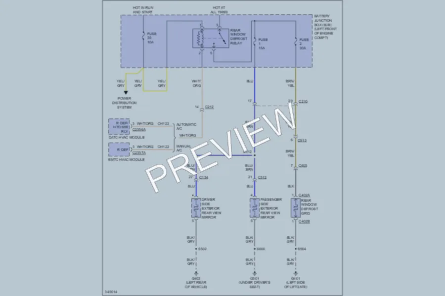 2011 Ford EscapeHybrid Defoggers wiring diagram preview