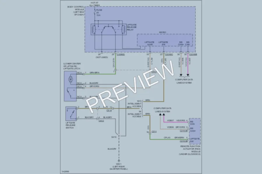 2011 Ford Explorer Trunk Tailgate Fuel Door wiring diagram preview
