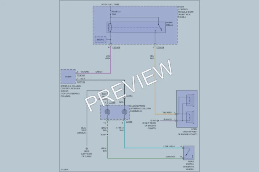 2011 Ford F350 Super Duty Horn wiring diagram preview