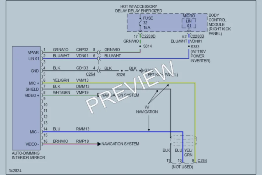 2011 Ford F250 Super Duty Power Mirrors wiring diagram preview