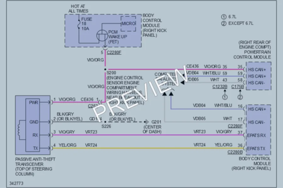 2011 Ford F350 Super Duty Anti Theft wiring diagram preview