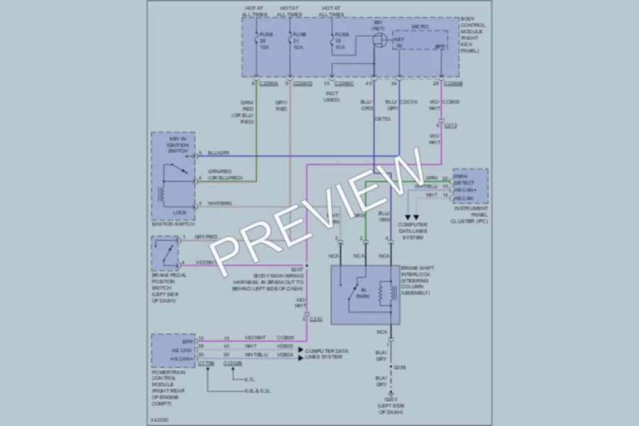 2011 Ford F350 Super Duty Shift Interlock wiring diagram preview