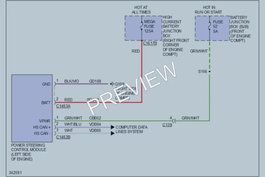 2011 Ford F150 Electronic Power Steering wiring diagram preview