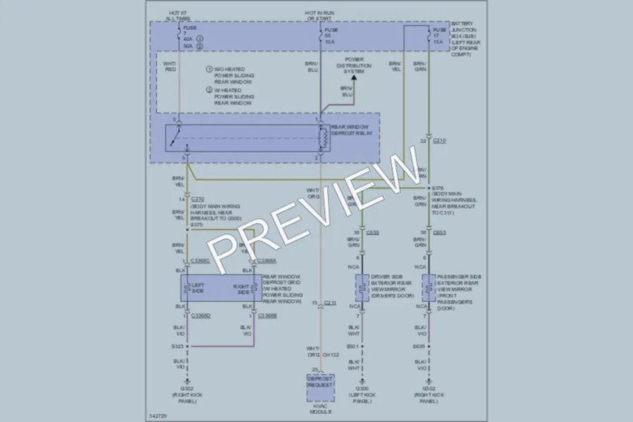 2011 Ford F350 Super Duty Defoggers wiring diagram preview