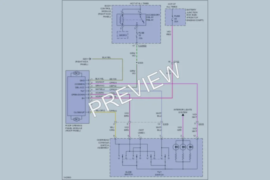 2011 Ford F150 Power Top Sunroof wiring diagram preview
