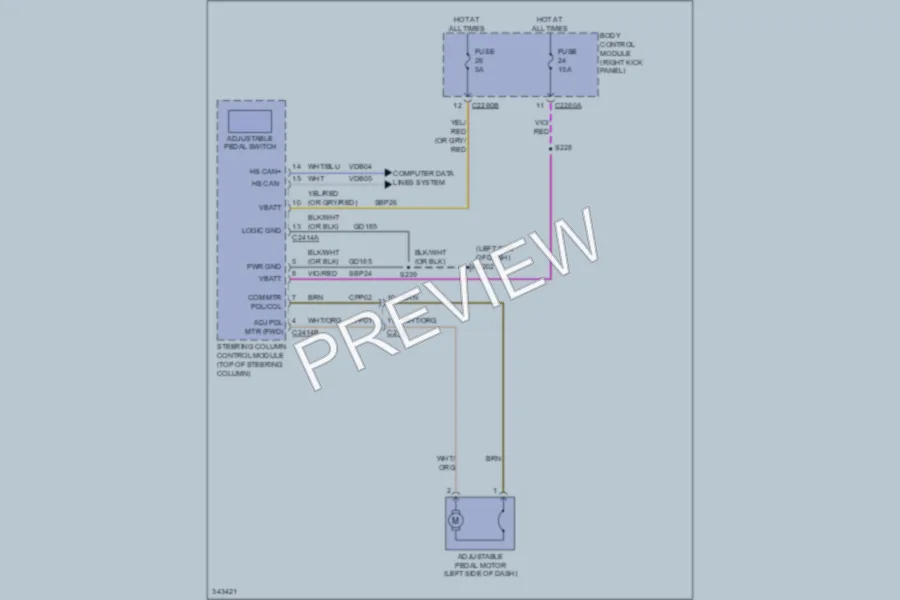 2011 Ford F550ChsCab Power Seats wiring diagram preview