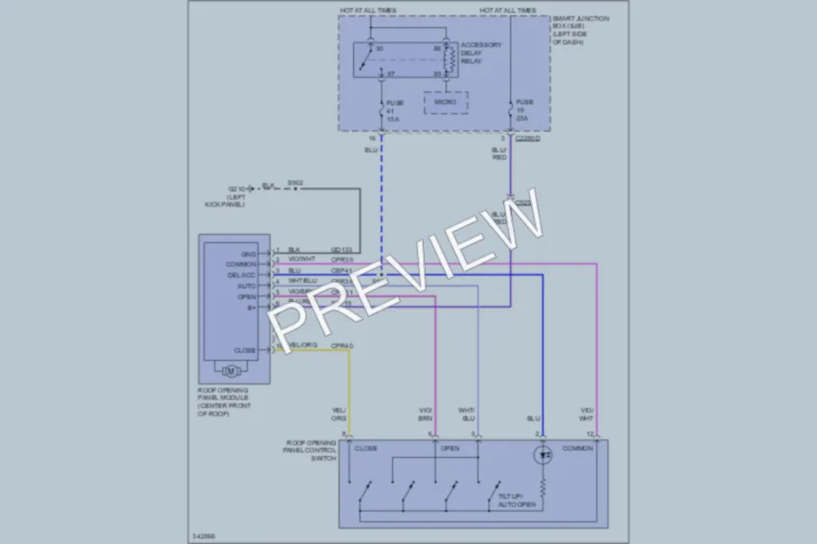 2011 Ford Flex Power Top Sunroof wiring diagram preview