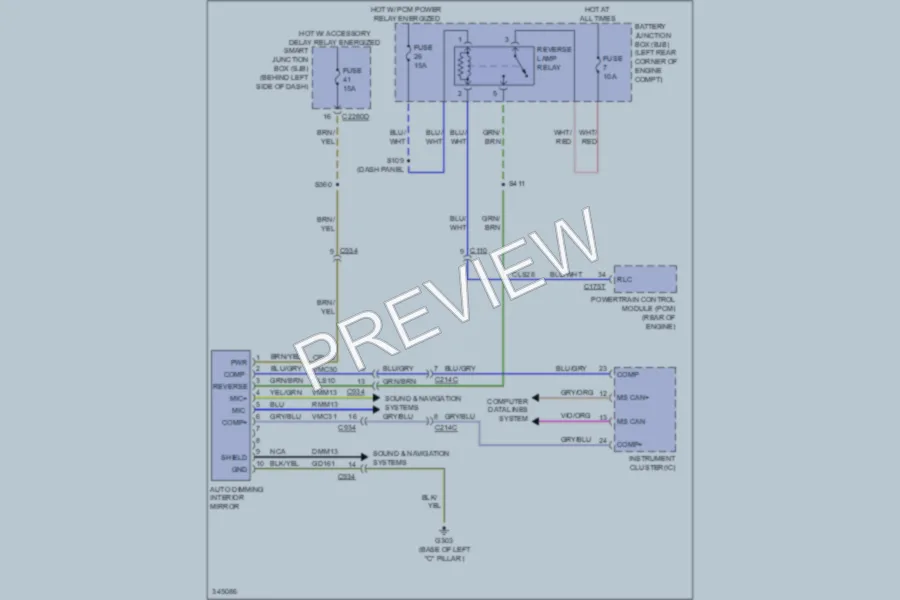 2011 Ford Focus Power Mirrors wiring diagram preview