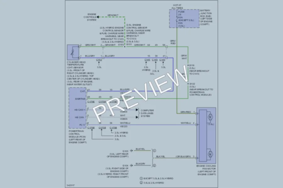 2011 Ford Fusion Cooling Fan wiring diagram preview
