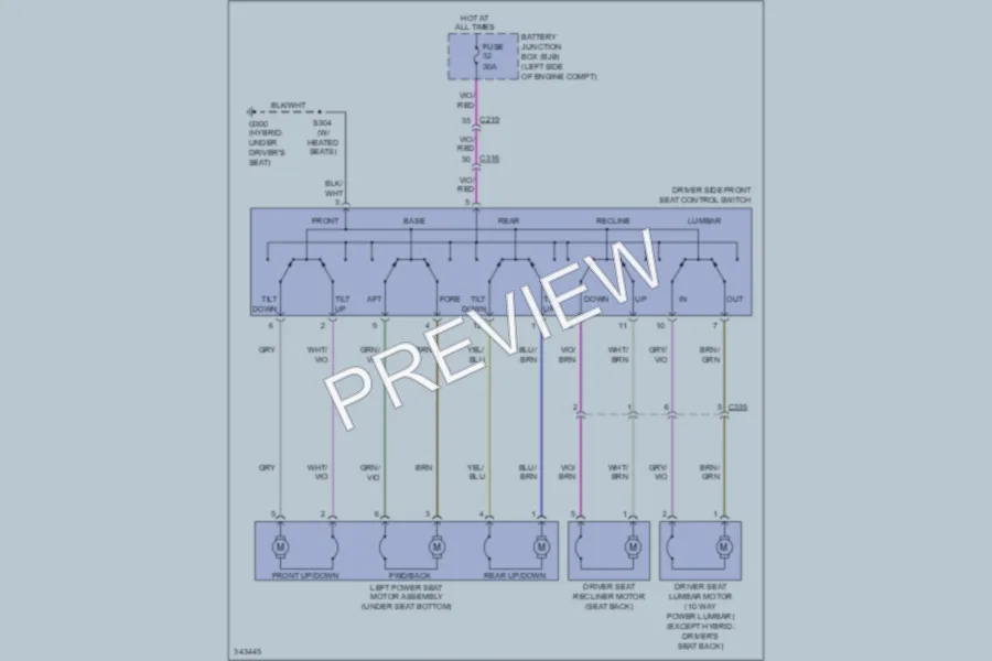 2011 Ford Fusion Power Seats wiring diagram preview