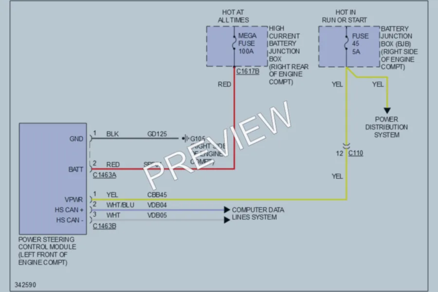2011 Ford Mustang Electronic Power Steering wiring diagram preview