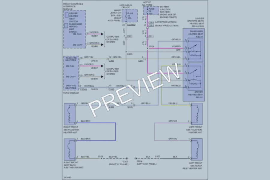2011 Ford Mustang Power Seats wiring diagram preview