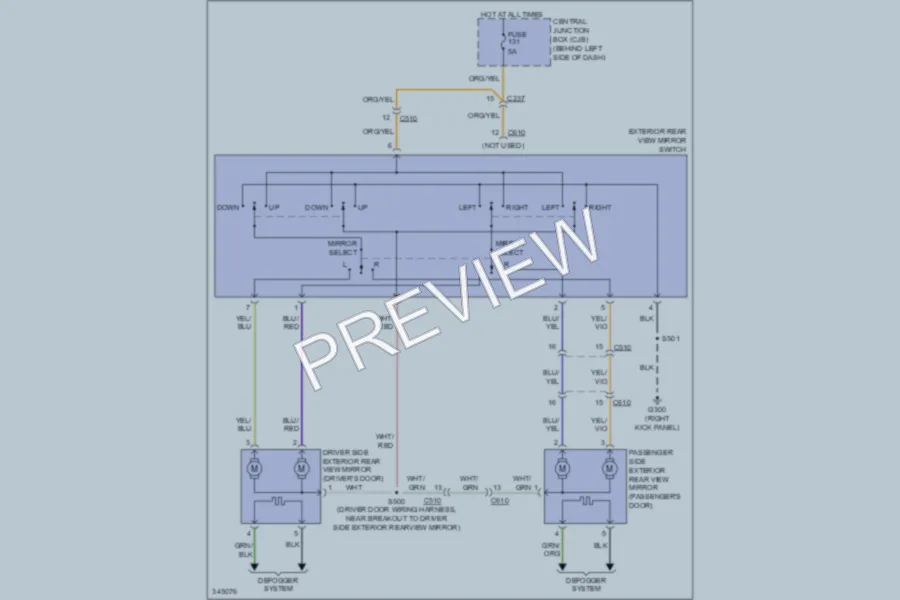 2011 Ford TransitConnect Power Mirrors wiring diagram preview