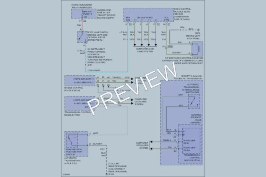 2011 GMC G2500 Shift Interlock wiring diagram preview