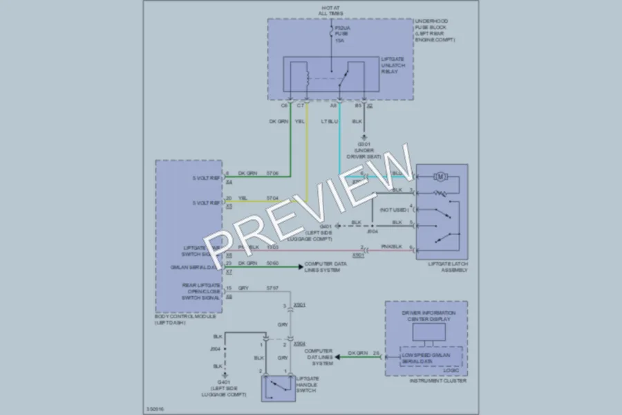 2011 GMC Terrain Trunk Tailgate Fuel Door wiring diagram preview