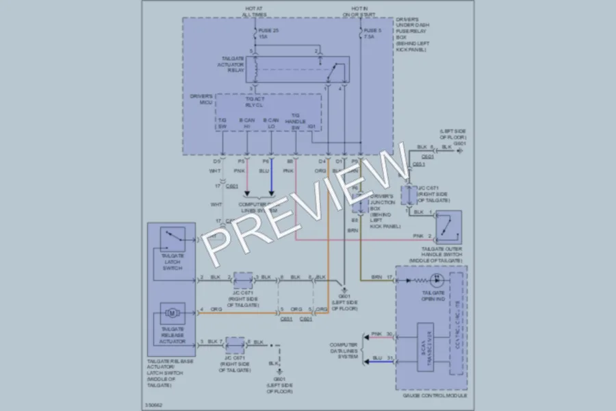 2011 Honda AccordCrosstour Trunk Tailgate Fuel Door wiring diagram preview