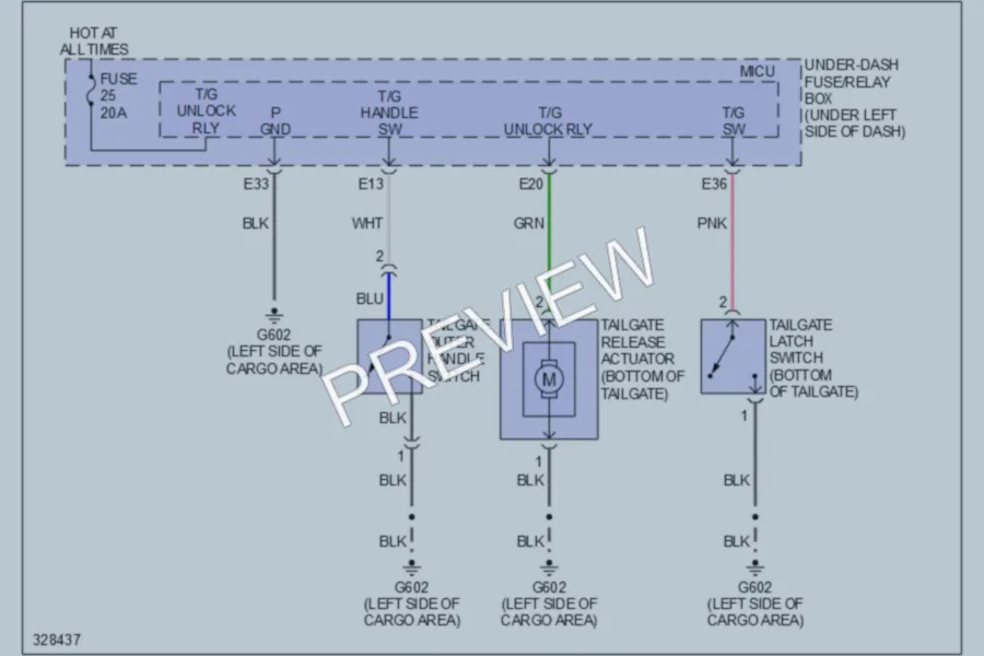 2011 Honda CRV Trunk Tailgate Fuel Door wiring diagram preview