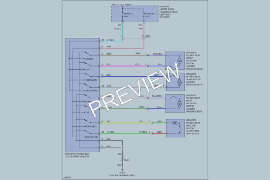 2011 Honda Odyssey Power Seats wiring diagram preview